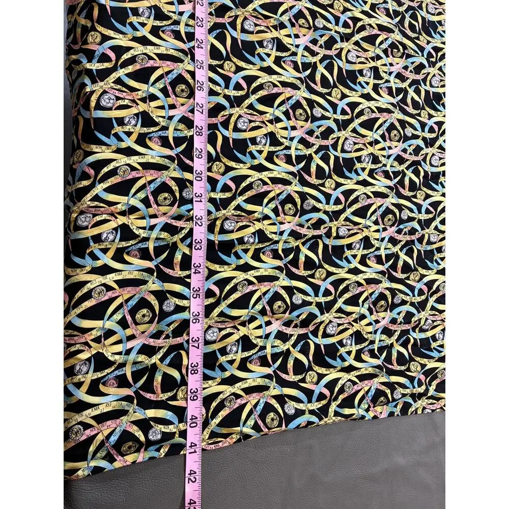 Vintage 1990s Nicole Miller Silk Scarf | Abstract Ribbon Print | Designer Silk